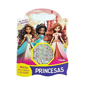 Livro Princesas - Meu Livro De Desenhos Com Adesivos Brilhantes