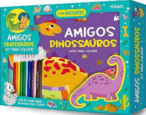 Livro Amigos Dinossauros - Kit Para Colorir