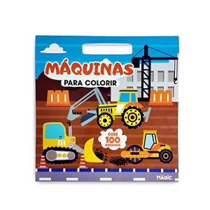 Livro Máquinas Para Colorir - Com 100 Adesivos