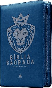 Livro Bíblia Sagrada King James Com Zíper - Azul