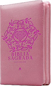 Livro Bíblia Sagrada King James Com Zíper - Rosa