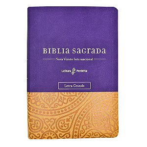 Livro Bíblia NVI, Couro Soft, Roxo e Amarelo, Letra Grand...
