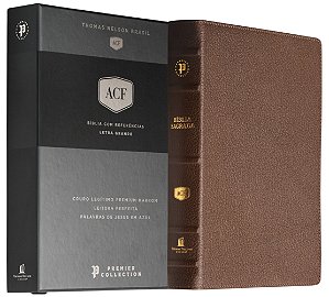 Bíblia Acf, Couro Legítimo Marrom, Letra Grande, Leitura Perfeita, Premier Collection | Com Letras D