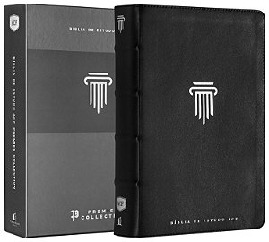 Bíblia De Estudo Acf, Couro Legítimo Preto, Leitura Perfeita, Premier Collection | Com Comentários D