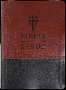 Bíblia de estudo Shedd - couro sintético marrom e preto