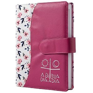 Bíblia Dia A Dia 2027 - Luxo - Floral/Pink (Lingueta)