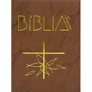 Livro Bíblia De Aparecida - Média Zíper Flexível Marrom