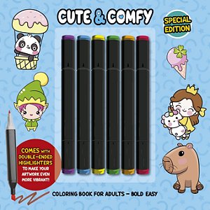 Livro Cute & Comfy Coloring Book for Adults - Bold Easy - Speci...