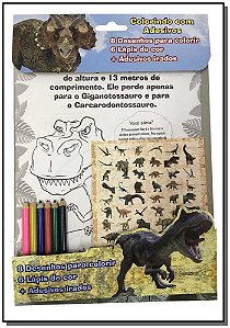 Livro Dinossauros: colorindo com adesivos