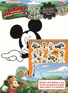 Livro Mickey - Aventura sobre rodas: colorindo com adesivos