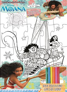 Livro Moana: diversão com quebra-cabeça
