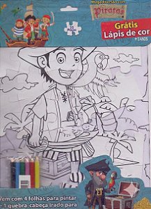Livro Piratas Mega Diversão Com Quebra-Cabeça E Lápis