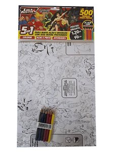 Livro Liga da Justiça Super Pinte e Brinque: pôster gigan...