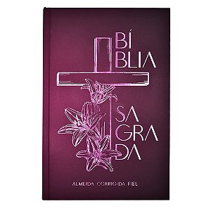 Livro Bíblia ACF, Soft touch, Capa dura, Cruz floral, Lei...