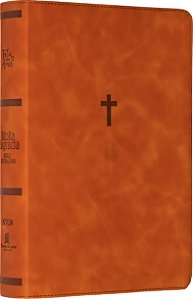 Bíblia NVI Bible Journaling com Espaço para Anotações, Capa luxo marrom marmorizado, Cruz, Leitura Perfeita, Falei com Amor
