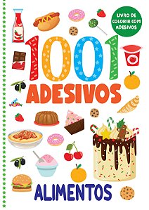 Livro de colorir com adesivos - 1001 adesivos - alimentos