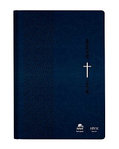 Bíblia NVI Português/Inglês - Capa luxo - Azul