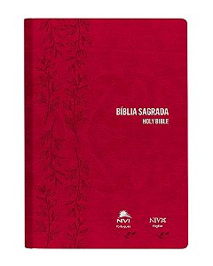 Bíblia NVI português/inglês - Capa luxo - Rosa