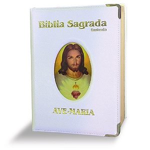 Livro Bíblia ilustrada luxo - grande - branca