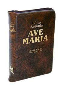 Livro Bíblia Letra Maior Zíper - Marrom