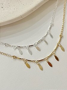 Tornozeleira Mini Elos Com Pingentes Navete