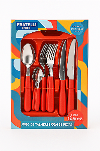 Jogo de Talheres 25 Peças Fratelli Inox – Linha Caprese (Cabo Vermelho)