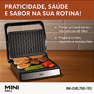 Mini Grill BAK BK-GRL750-110 – 127V 750W
