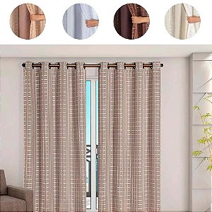 Cortina Blackout Pvc com Voil Tecido Xadrez 2,80M X 2,80 M