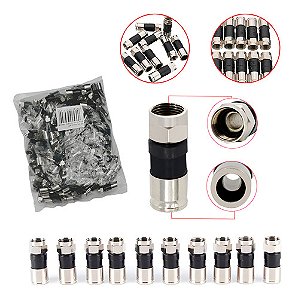 Conectores Compressão Rg59 Cabo Coaxial 100 Unidades