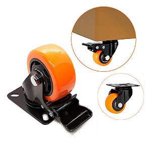 Rodinha Rodízio Giratória Reforçada Com Trava 40mm