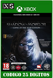 Middle-earth Shadow of Mordor GOTY - Xbox One / Series X|S (Código 25 Dígitos) Mídia Digital