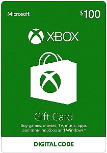 Cartão Presente Xbox R$ 100 Reais Xbox Live Brasil Código Digital