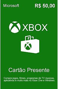 Cartão Presente Xbox R$ 50 Reais Xbox Live Brasil Código Digital