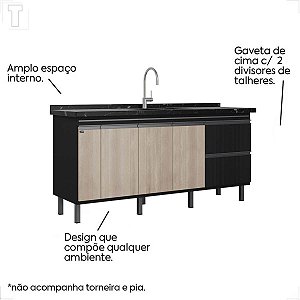GABINETE NEW ELEGANCE 1,74MT NERO/BARRIQUE