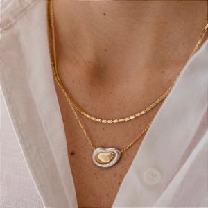 Colar Placa Dois 2 Banhos