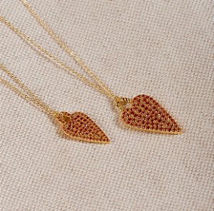 Colar Coração Zircônia Laranja M