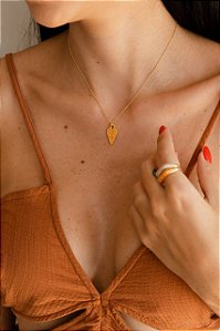 Colar Coração Zircônia Laranja P