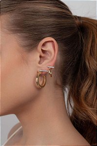 Brinco Argola Ouro M com Base Removível