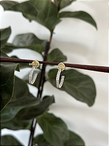 Brinco Argola Cravejada M com Base Removível