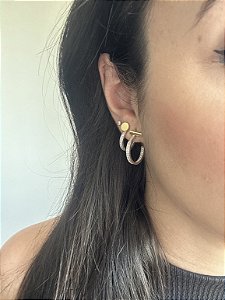 Brinco Argola Cravejada P com Base Removível