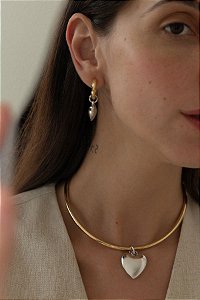 Colar Choker Coração 2 Banhos