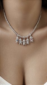 Pingente Cravejado Menina Ródio