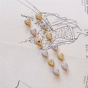 Pingente Coração Cravejado Liso Cristal