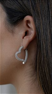 Brinco Argola Coração Cravejado