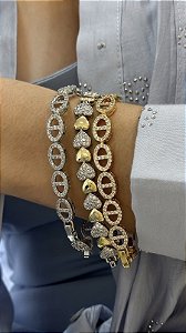 Pulseira Coração Mix de Banhos Cravejado