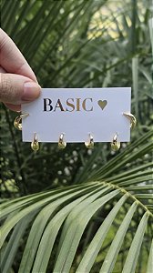 Brinco Trio de Argolas Lisa Tamanho Degradê