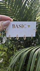 Brinco Trio de Argolas Bolinhas