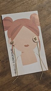 Brinco Ear Line Mini Laço Cravejado