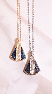 Colar Nossa Senhora com Zircônia Safira