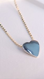 Colar Esferas Achatadas com Coração Mix de Banhos